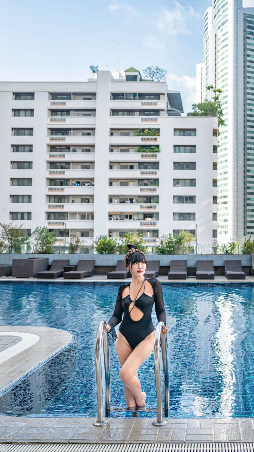 Outdoor swimming pool at hotel in Sukhumvit Bangkok